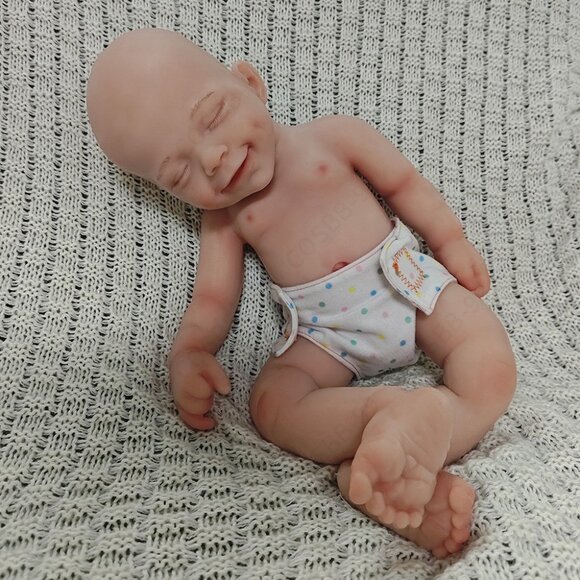 40cm Full Silicone Closed Eyes Sleeping 4.18lbs Newborn Baby Boy Reborn Doll - Picture 3 of 13